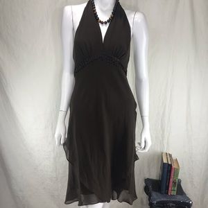Brown Silk Halter BCBG MaxAzria Dress